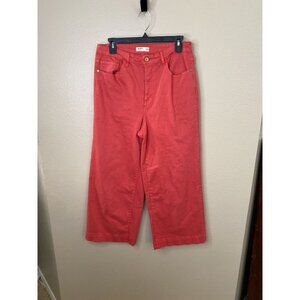 OAT New York Wide-Leg Cropped Pants Coral Pink 10/30 Cotton Blend Comfort Fit